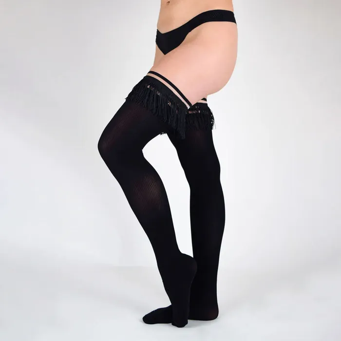 ShhhWndsr Hosiery Kixies KEILA Fringe Sheer Thigh Highs Size A