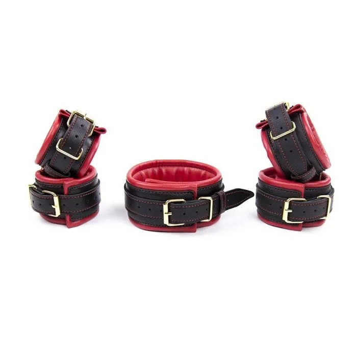 Premium Vintage Restraints Hand Cuffs Ankle Cuffs Collar Set Kinkstasy Couples
