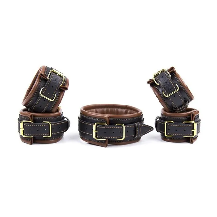 Premium Vintage Restraints Hand Cuffs Ankle Cuffs Collar Set Kinkstasy Couples