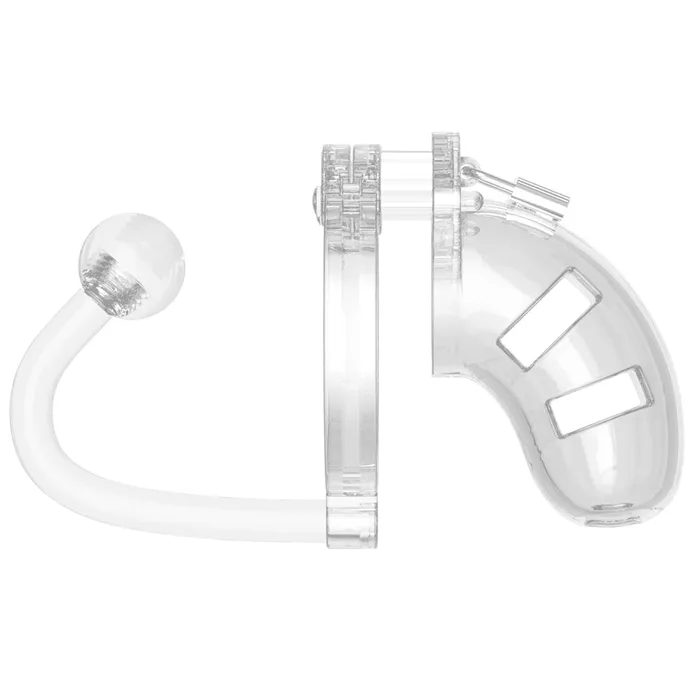 Shots Toys Male Sex Toys Man Cage 10 Male 35 Inch Clear Chastity Cage With Anal Plug