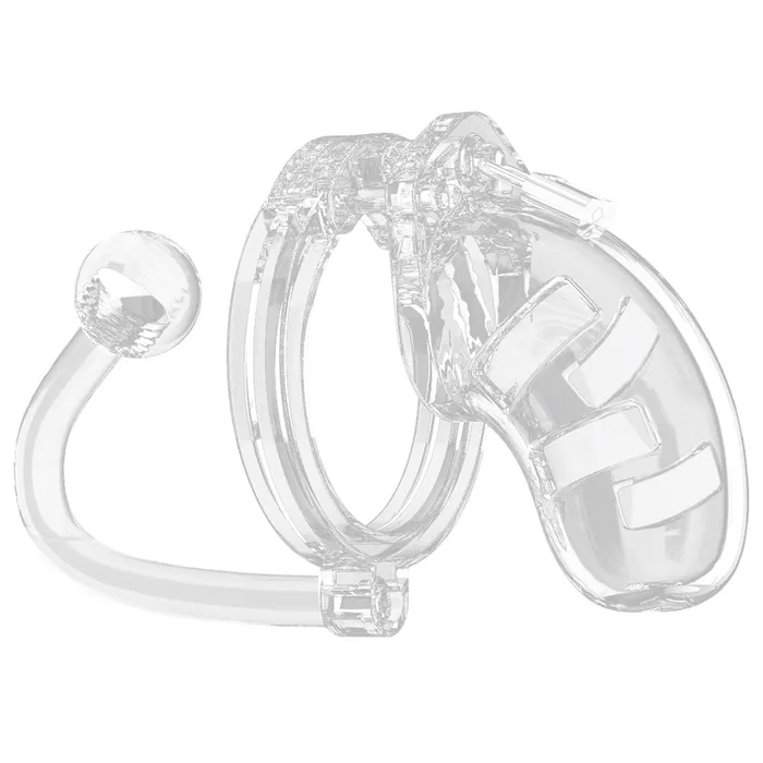 Shots Toys Male Sex Toys Man Cage 10 Male 35 Inch Clear Chastity Cage With Anal Plug
